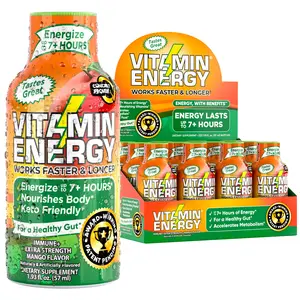 Vitamin Energy Extra Strength Energy Drink Shots | Natural Nutrients to Energize & Support Immune System | Sugar & Carb-Free | Immunity Formula | Up to 7+ Hours | Mango Burst - 1.93 fl oz - Pack of 12
