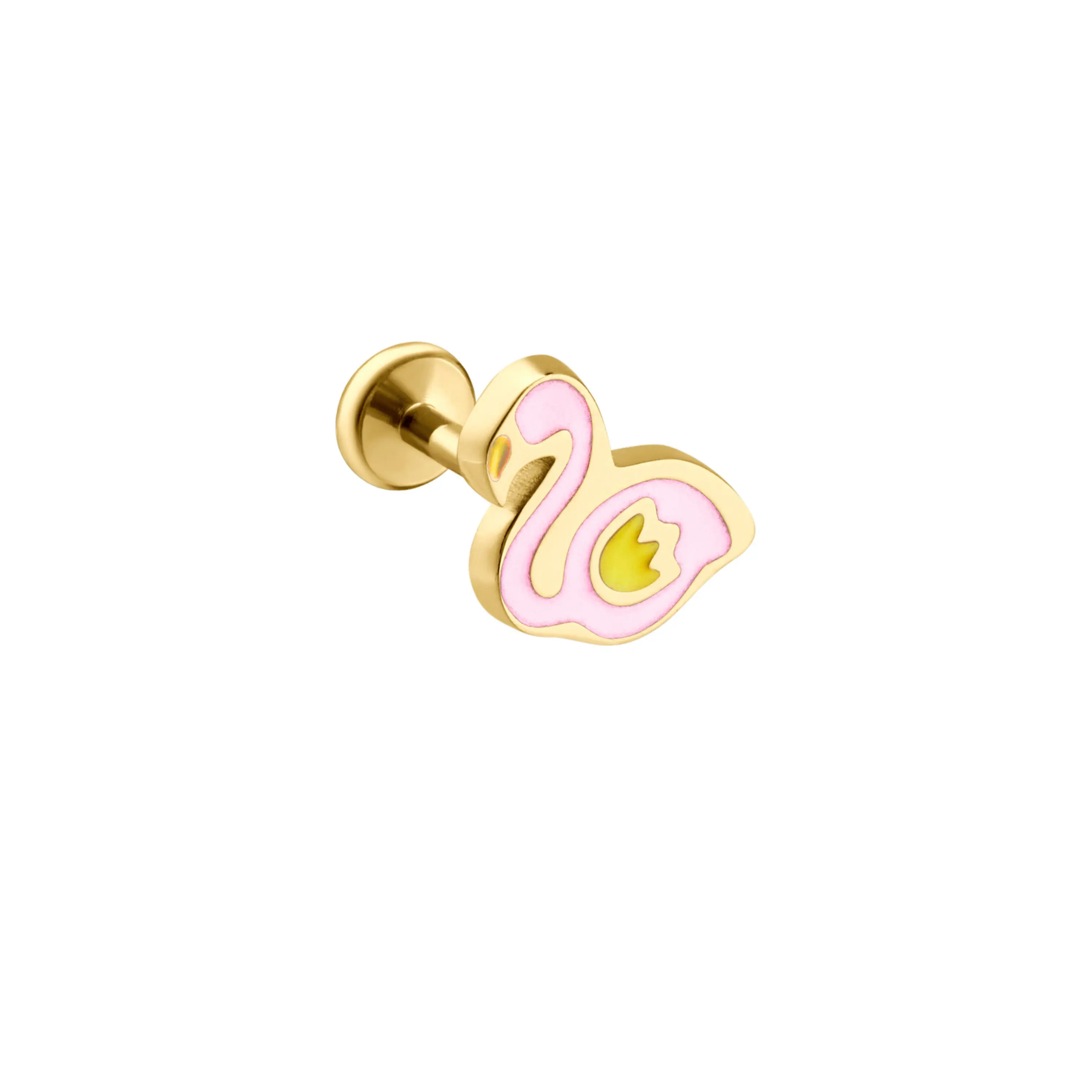 Flamingo Enamel Flat Back Stud
