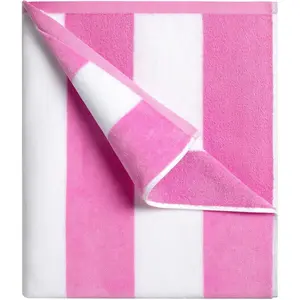 Large Oversized Beach Towel - 35x70 Inch Cotton Pool Towel, Pink Striped Soft Cabana Swim Towel, Ultra Absorbent Quick Dry for Pool Beach Travel