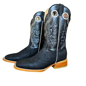 Men's Black Bullneck Leather Boots