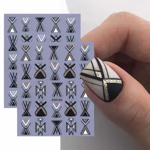 2 Sheets Line Nail Art Stickers, 3D Geometric Design DIY Self-Adhesive Nail Decorations, Perfect for Women and Girls