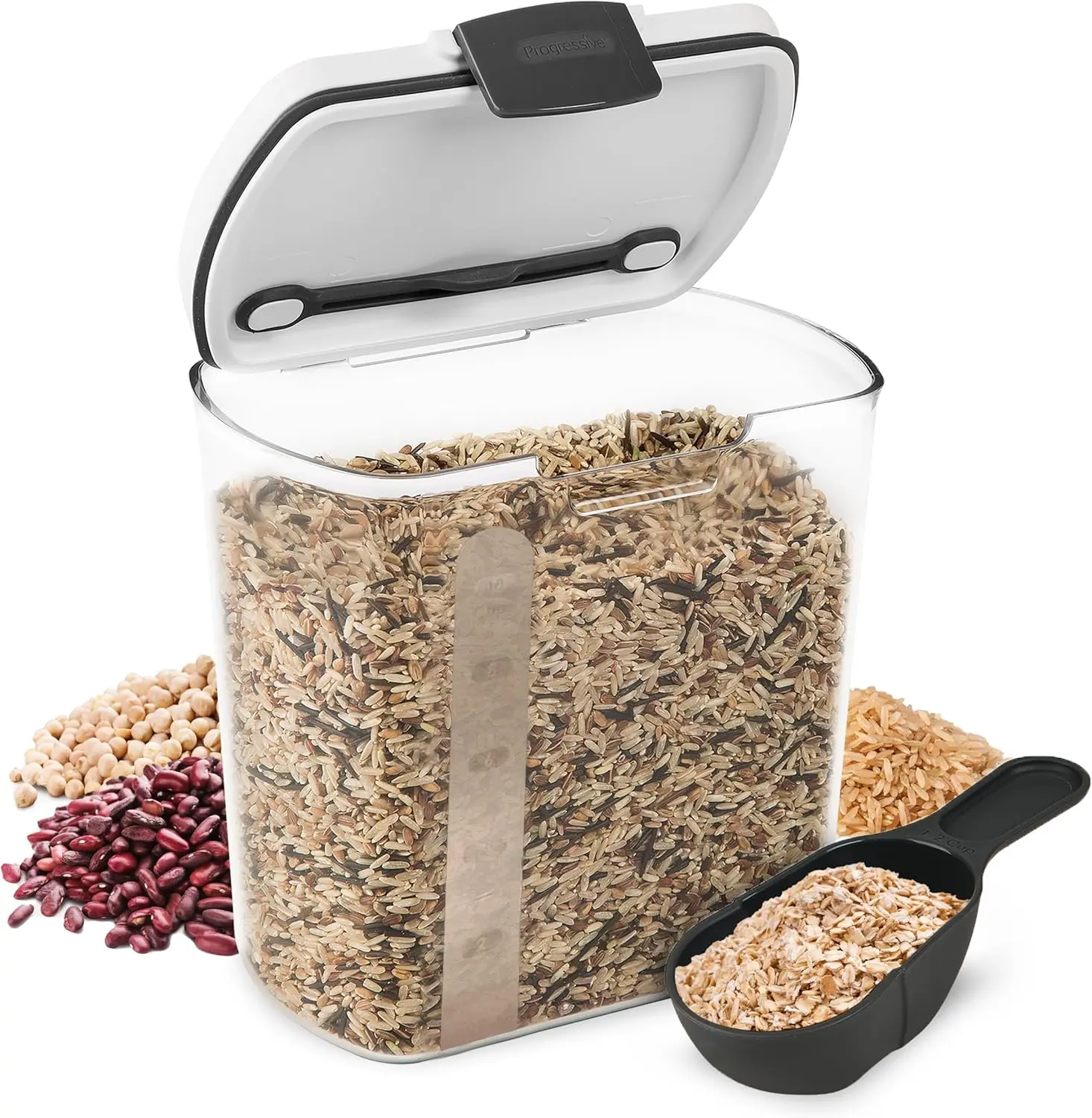 .-Quart Grain Storage Container with Hinged Lid, Clear – BPA-Free, Airtight Seal, .x .x."
