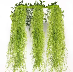 Spanish Moss - Artificial Moss for Plants Indoor Crafts 33 Inch Long 3 PCS Hanging Garland Faux Greenery Vines Wall Hanging for Potted Plant Filler Decor