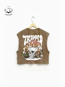 Autumn Winter Loose-Fit Skull Print Sleeveless Vest Top, Casual Street Style Round Neck Design, Perfect Daily Wear & Layering Piece