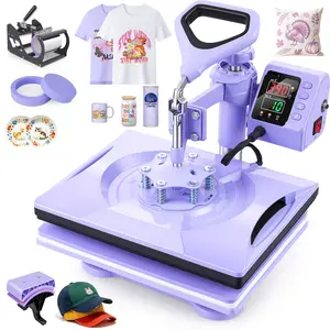 AKEYDIY Upgraded Full Anti-Scald 5 in 1 Heat Press, 12"x15" Triple-Speed Fast Heating Teflon Platen,Cool Touch Surface Heat Press Machine , Hidden Handle & Smart Temp Control, Beginner Friendly & Industrial Grade for T-Shirts, Mugs, Cups and Plates