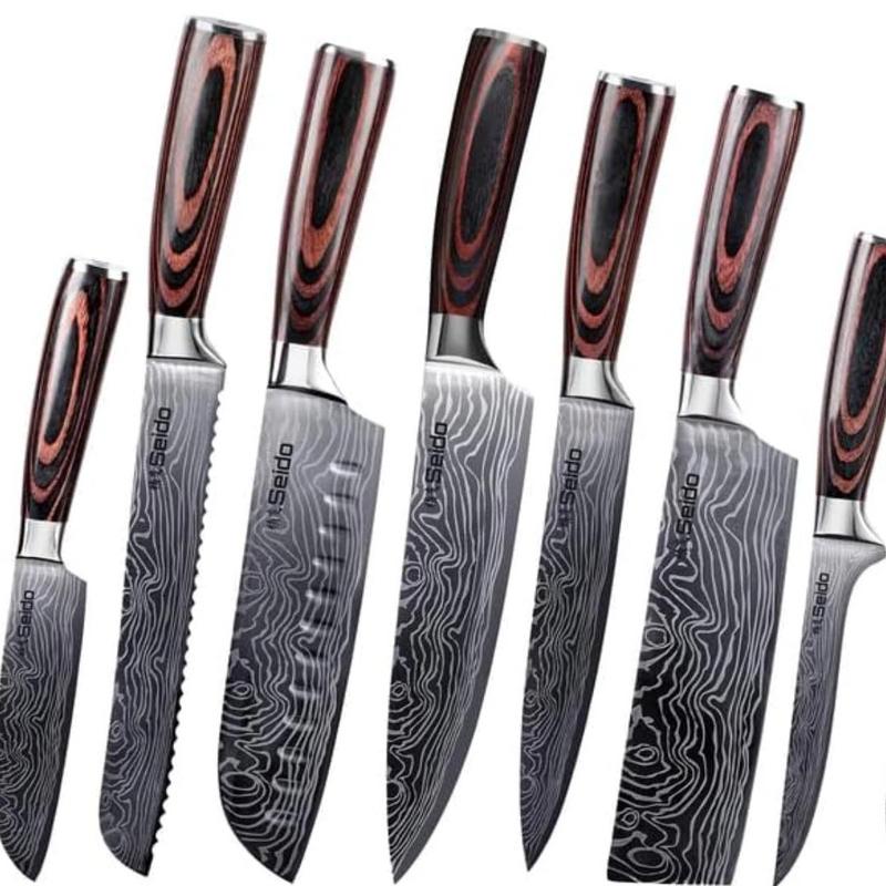 Seido Knives Master Chef Knife Set, 8-Piece Kitchen Knife Set, High-Carbon Stainless Steel Handmade Culinary Knives, Professional Chef Knives, Kitchen Knife
