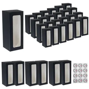 Gift Boxes,8.7'x3.15'x3.15' Bakery Boxes with Window for Chocolate Strawberries Muffins Donuts Pastry Dessert Christmas（Black）