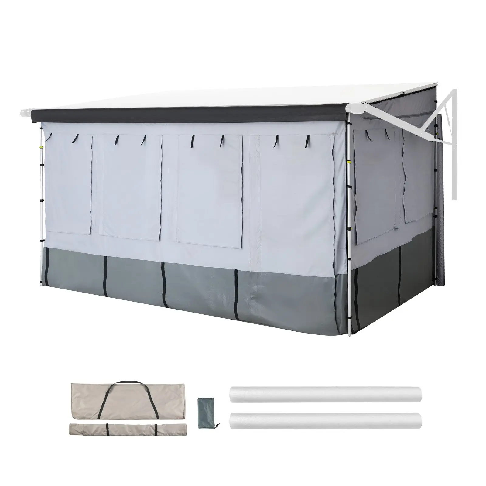 【Summerfinds】VEVOR RV Awning Sun Shade Room - Compatible with 16-17 ft Awnings, 3-Sided Tent with Door & Ventilated Mesh Windows, Sunproof & Windproof Enclosure for RV Camping, Three-Sided Tent