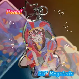 Pomni Keychain | The Amazing Digital Circus |  TADC One-Sided Epoxy Glitter Key Chain