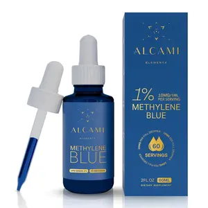 Alcami Methylene Blue - USP Grade 1% Solution in Cobalt Glass Bottle - 60 Precision Dosed Servings - Pure Water & Methylene Blue Formula - No Alcohol or Fillers - GMP Certified