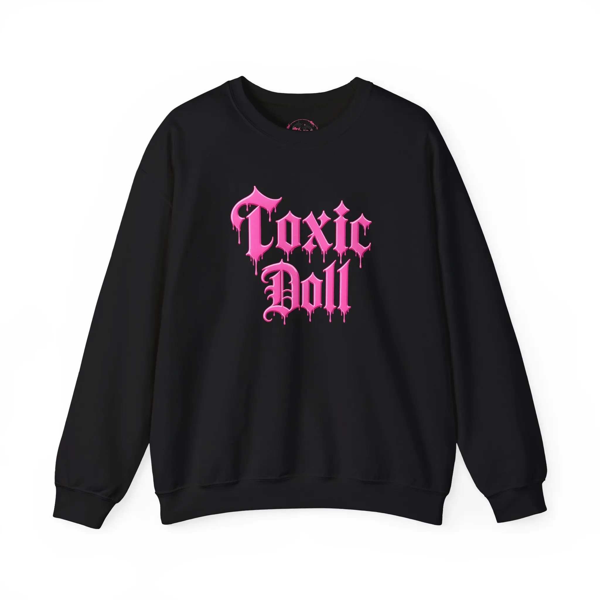 Pink Toxic Doll Sweatshirt | Coquette Goth Crewneck | Y2K Emo Sweater | Alternative Streetwear Pullover | Dark Feminine Gothic Clothing