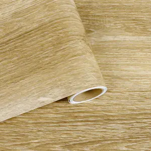 Wooden Self Adhesive Wallpaper 40cmx300cm, Light Wood Grain Vinyl Wrap, Contact Paper for Bedroom Countertops, Kitchen Vinyl Covering
