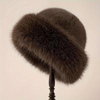 Faux fur hat for women-brown