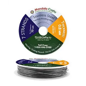 Mandala Crafts Tiger-Tail Beading Wire for Jewelry Making 7 Strand Bead Stringing Wire for Jewelry Making DIY Crafting