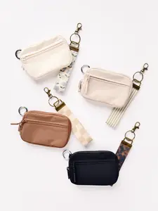 Keychain Wallet with Wrist Lanyard, Compact Card Holder Keyring, Stylish Wallet Keychain for Essentials