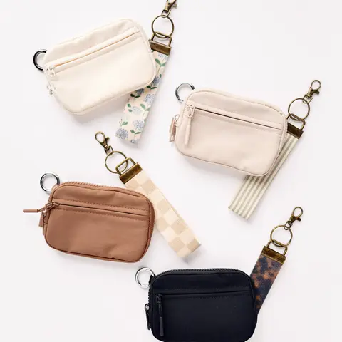 Keychain Wallet with Wrist Lanyard – Compact Zip Card Holder