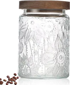24oz Glass Storage Jar with Bamboo Lid – Airtight Vintage Canister for Sugar, Flour, Coffee, Tea, Oats, Candy & More – Kitchen & Pantry Use