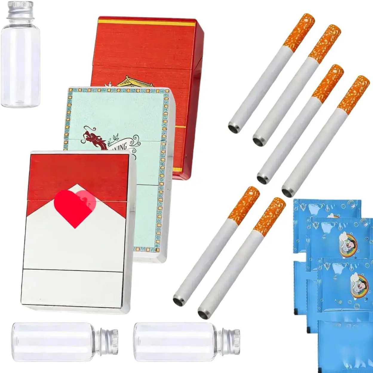 Bubble Cigarette Blower Kit, 3 Pack Mini Bubble Blower Sticks Stress Relief Toy for Men Women, Birthday Christmas Party Gift