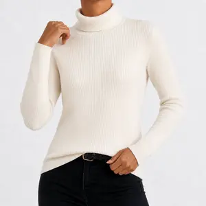 Womens 3-Pack Ribbed Turtleneck Sweaters High Neck Slim Fit Basic Knit Pullover Multipack Soft Long Sleeve Casual Lightweight Knitwear Base Layer Essential Tops Value Pack Capsule Wardrobe Everyday Comfortable Beige White Black Size S M L XL
