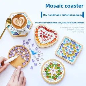 DIY Glass Mosaic Coaster Set - Creative Handmade Kit with Colored Tiles, Perfect for Home Decoration and Party Gifts