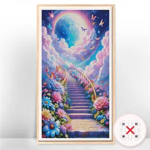 Landscape Pattern DIY Cross Stitch Without Frame,With Tools 11CT Cross Stitch Printed Canvas Flower Home Decor
