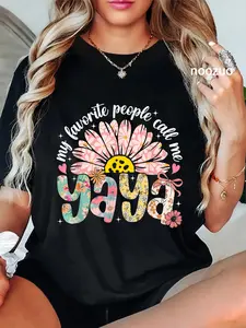 100% Cotton My Favorite People Call Me Yaya Mothers Day Girly Women T-Shirt