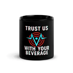 Hazbin Hotel Mug-Trust Us with Your Beverage | The Vees: Vox, Velvette, Valentino RadioStatic