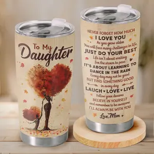 Gift - Daughter 20oz Tumbler – Heart Tree Design with Love Letter Message, Meaningful Gift from Mom for Birthday, Graduation, Christmas or Everyday Use, Gift for Mother's Day/ Easter cup