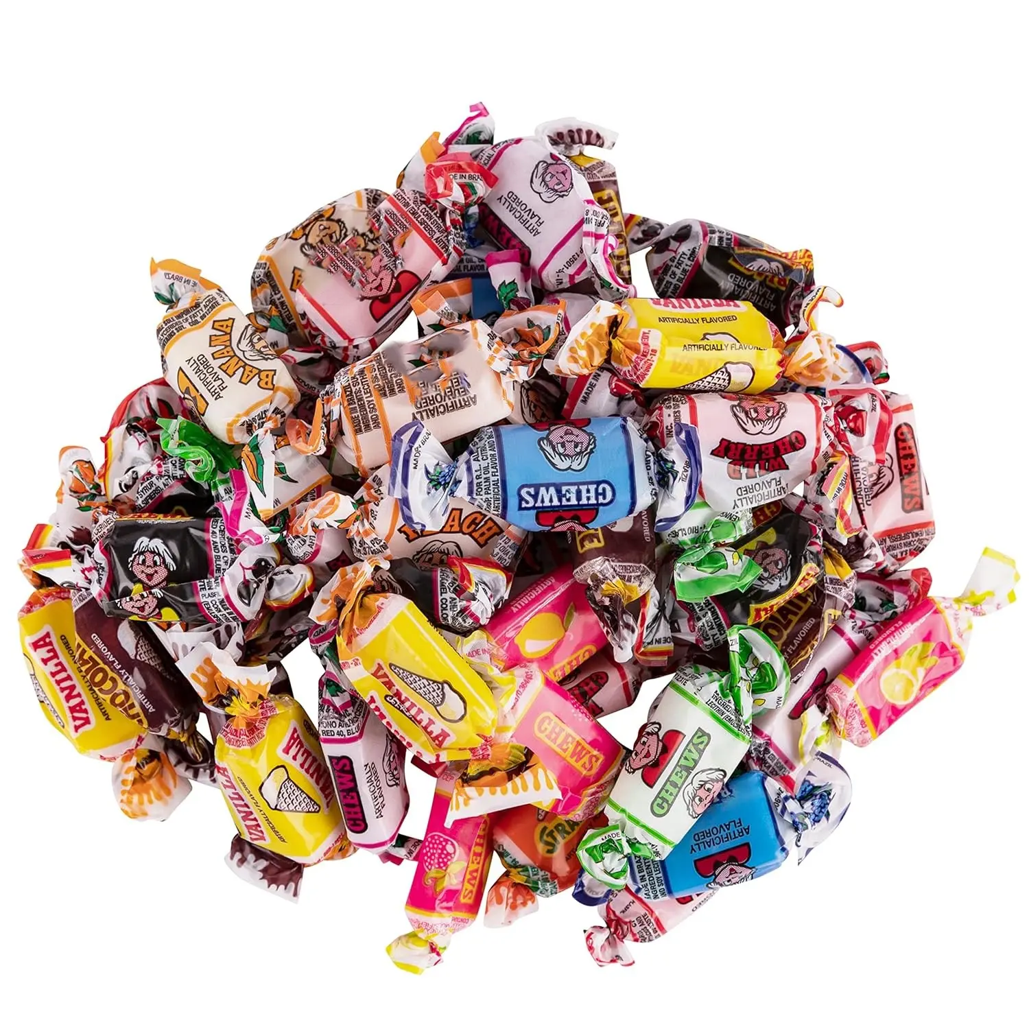 Fruit Chews Assortment - 8 Flavors Including Blue Raspberry, Banana, Green Apple, Peach, Vanilla, Grape, Strawberry, Wild Cherry,