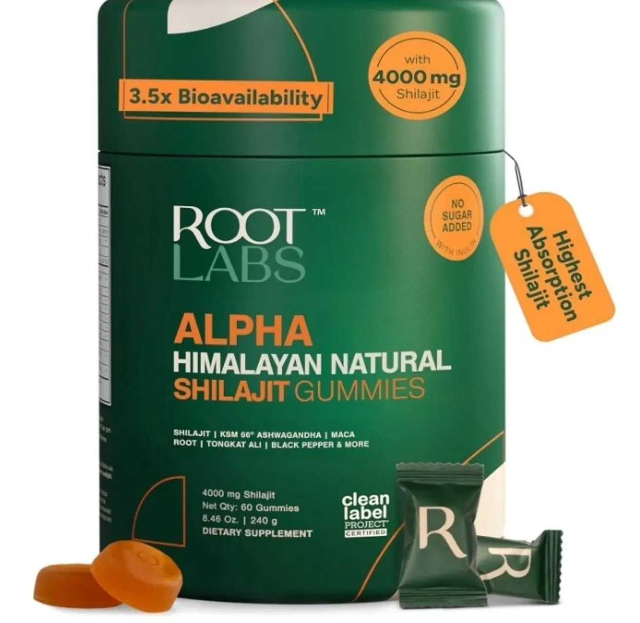 ROOT LABS 10-in-1 Alpha Shilajit Gummies | 4000 mg Pure Himalayan Shilajit with Tongkat Ali & Maca Root | Shilajit for Men & Women | ShilAbsorb Bioavailability Tech | Sugar-Free, Vegan | 60 Gummies