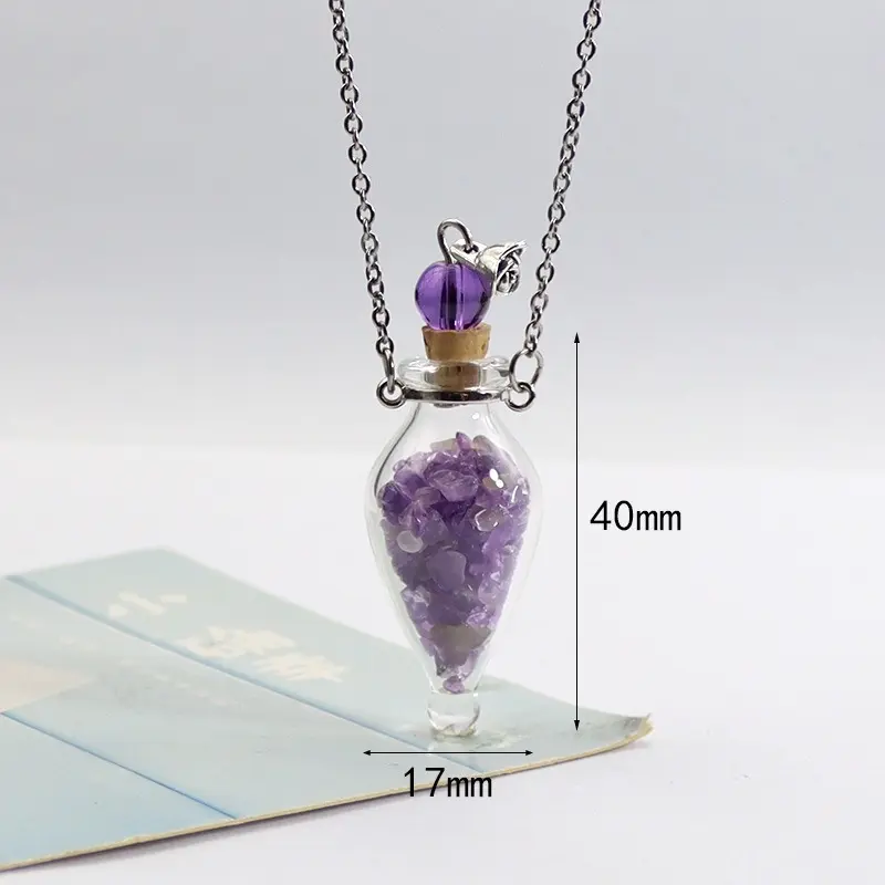 Amethyst Water Drop Glass Necklace
