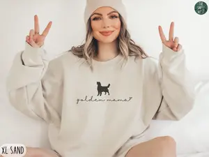 Golden Retriever Sweatshirt, Golden Mom Crewneck, Goldie Mama Shirt, Dog Lover Gift, Funny Golden Retriever Gift, Gift for Retriever Owner Cotton Fabric Sleeve Womenswear