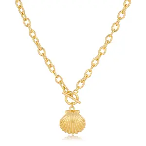 Tewiky 14K Gold Plated Seashell Necklace for Women - Beach Shell Pendant Necklaces, Fashion Ocean Summer Beachy Jewelry for Women Gifts For Valentine's Day gifts