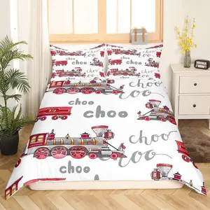 Twin Duvet Cover - 3D Modern Train Print, Breathable Fabric, Multi-Size Railroad Theme, Luxury Quilt Cover (No Comforter Included)