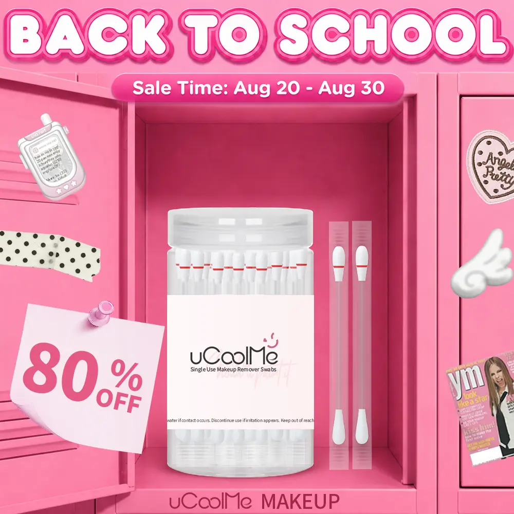 uCoolMe Disposable Makeup Remover Cotton Swabs with Cleansing Liquid, 3-Sec Quick Fix & Touch-Up Sticks for Eye, Liner & Lip, Individually Vacuum Packed Portable Makeup Eraser Buds, Gentle & Hydrating, 50PCS  #tiktokshopbacktoschool