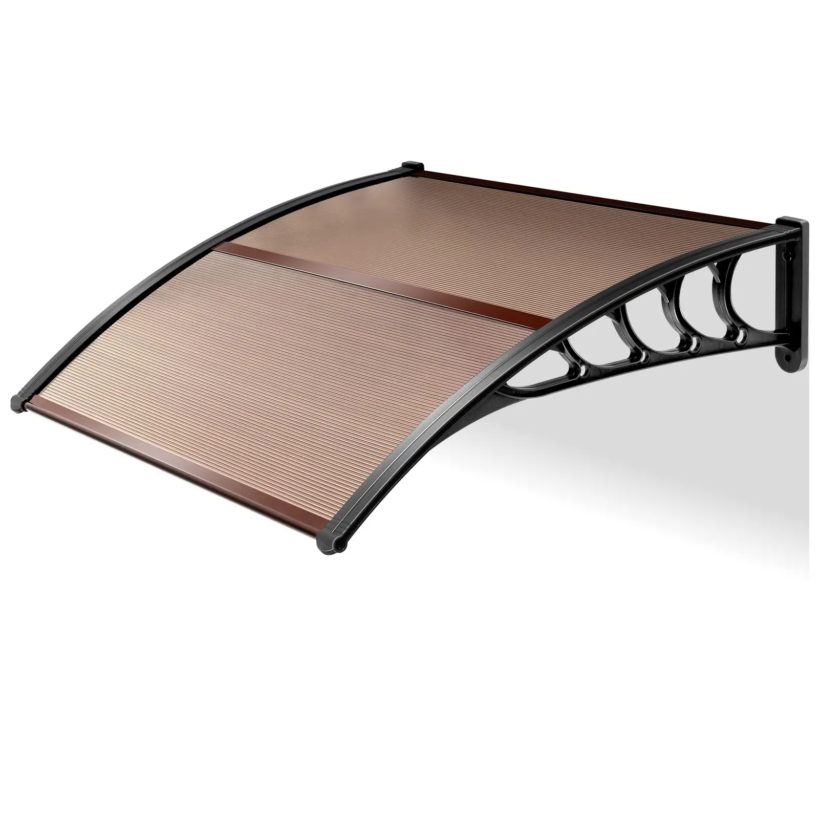 Modern Door & Window Awning, 40" x 40" Sun Shade Canopy with Brown Polycarbonate Sheet and Black ABS Brackets, UV, Rain & Snow Protection