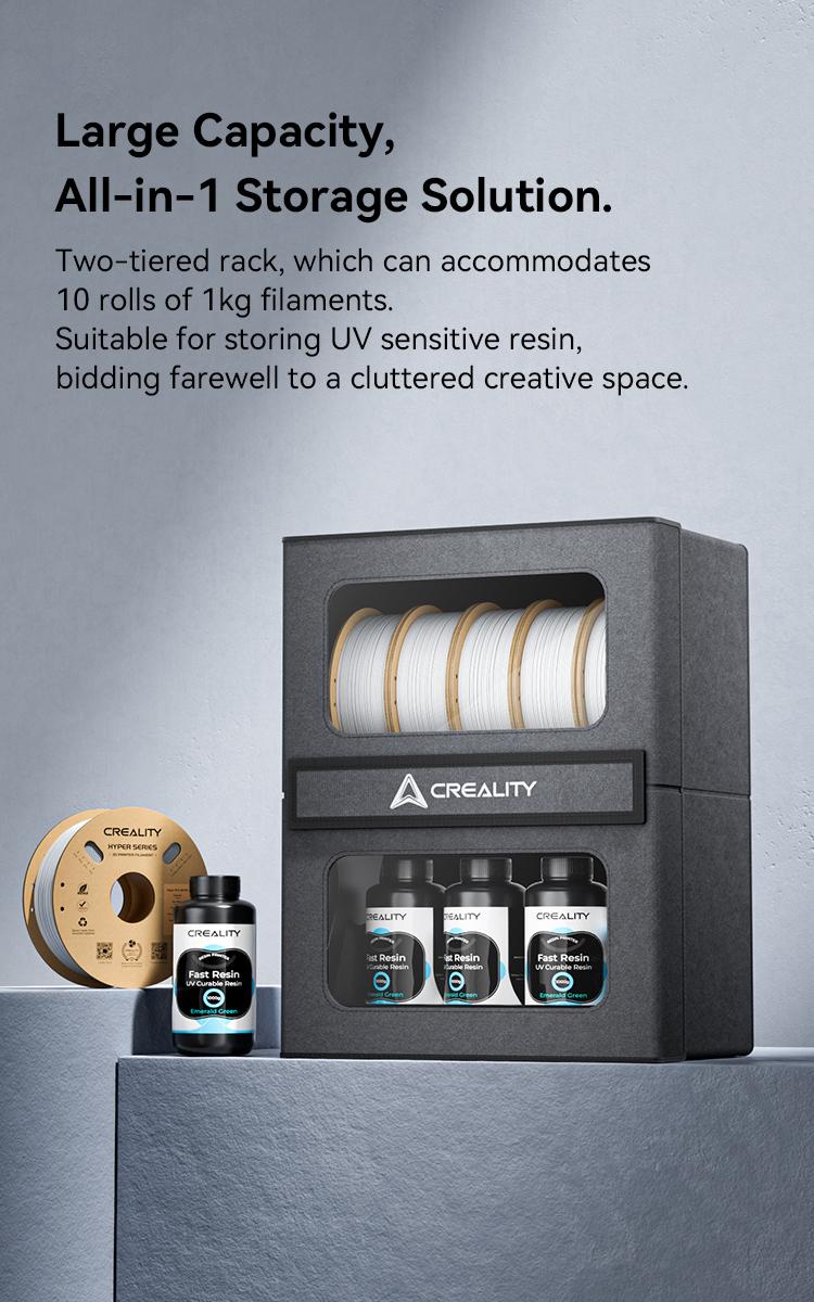 Creality Durable 3D Filament Storage Box with Lid, 10KG Capacity 3D Filament Dryer with Magnetic Closure, Waterproof