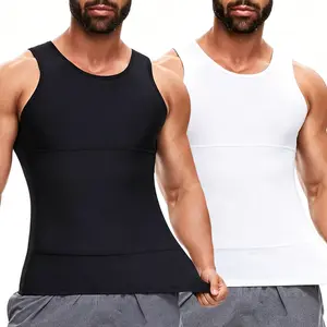 3/2/1 Pack Mens Body Shaper Undershirt Tummy Control  Vest Double Layer Mid-Abs Compression Shapewear Compression Tank Tops Underwear for Running Workout Lightweight Activewear Smooth Sports Suits Sleeveless T-Shirt Breathable Fitness Outfits