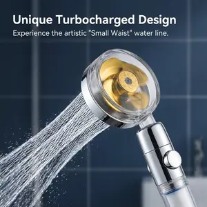 High Pressure Water Saving Handheld Propeller Shower head with filters Vortex shower head pause switch hydro jet Easy Install Turbo Shower Head 360 Degrees Rotating Turbocharged Shower Head