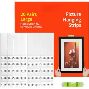 20-Pairs(40strips) Large Picture  Strips Heavy Duty, Picture Hanger Kit,Removable Hook and Loop Strips  Free,Picture Hangers Adhesive Strips  for Wall Art