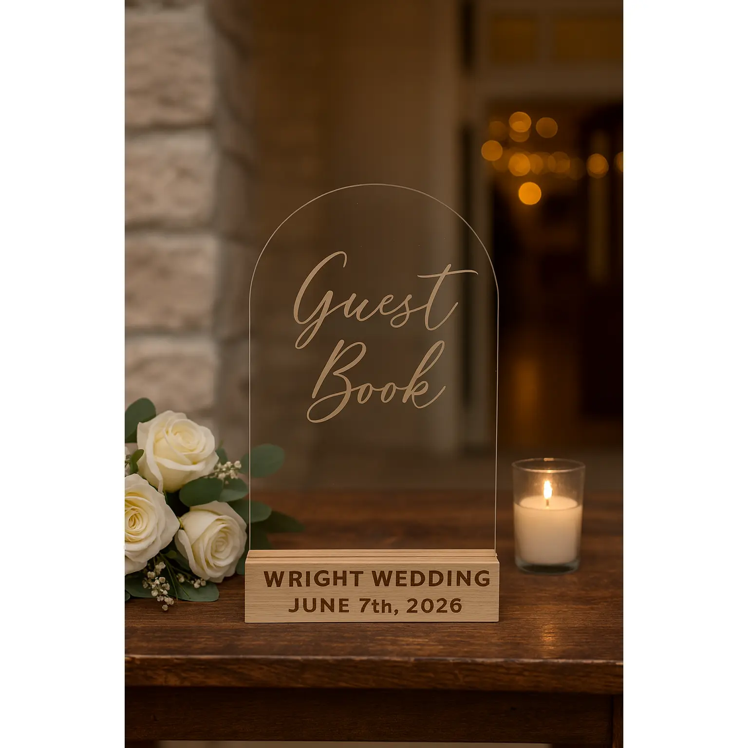 Custom Engraved Acrylic Name Sign – Wedding & Event Table Decor