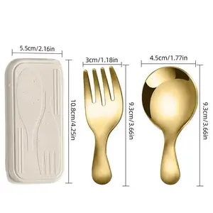 Portable Stainless Steel Spoon Set, Mini Spoons and Forks, Short Handle Round Head, Ideal for Condiments, Coffee, Desserts, Ice Cream, Cake, Portable Tableware Set