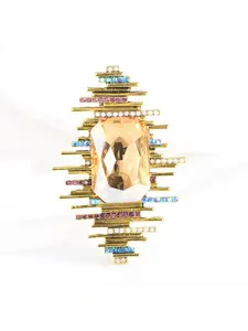 Women's Elegant Crystal Rhombus Brooch Pin, High-End Fashion Accessory for Coats & Suits, Unique Personality Statement Lapel Flower