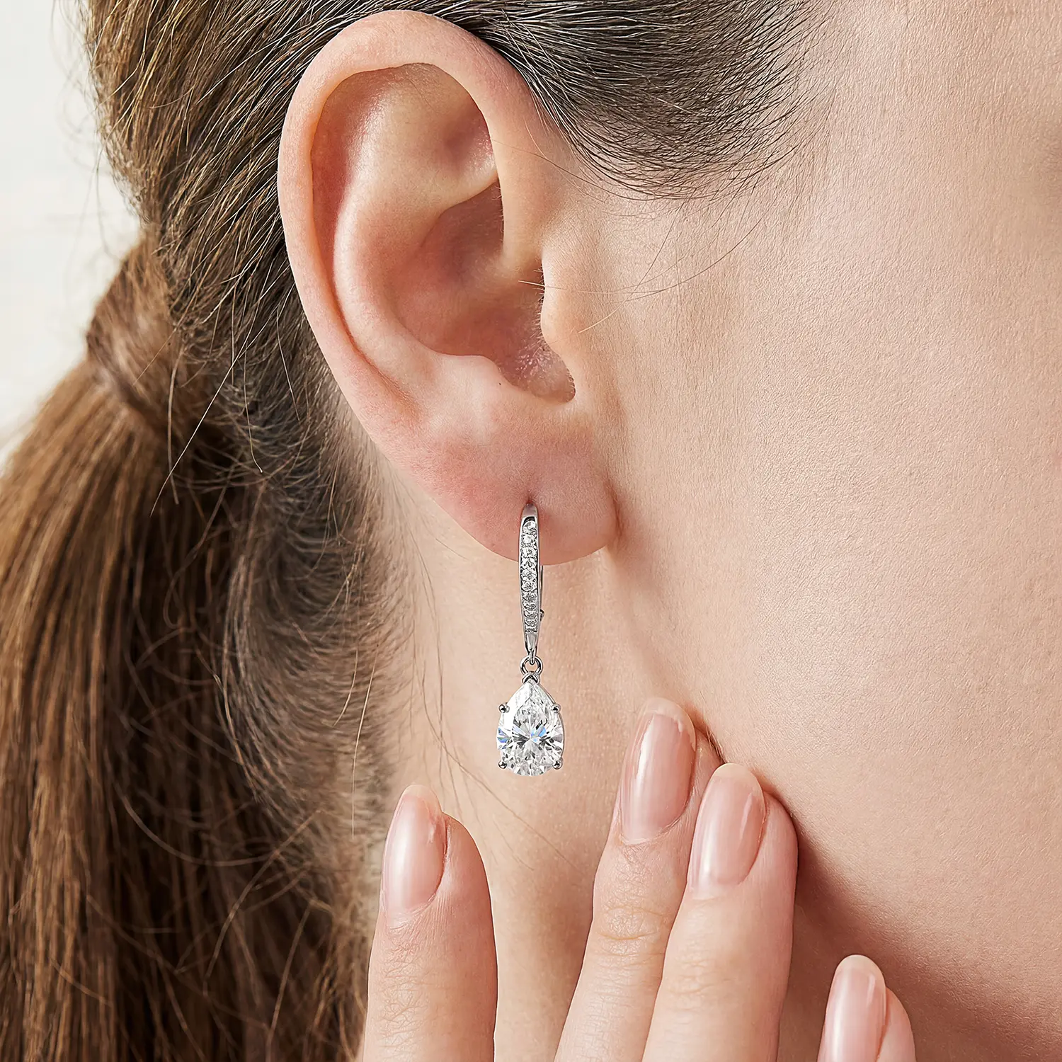 Moissanite Earrings S925 Sterling Silver Pear Cut Drop Earrings for Women Teardrop Leverback Dangle daily costume jewelry accessory s925 sterling silver moissanite jewelry fashion jewelry s925 sterling silverhigh quality everyday jewelry