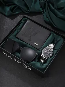 Men's Fashion Business Watch Set with Sunglasses & Wallet, Perfect Gift for Graduation, Thanksgiving, Father's Day, Birthday, Accessories Set