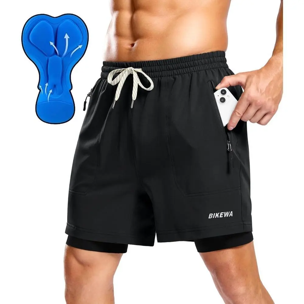 Men's All-Mountain Cycling Shorts - 4D Padded Ergonomic Seat, Loose-Fit, Quick-Dry Breathable Fabric, Adjustable Waist, Anti-Slip Leg Grips, Plenty of Zipper Pockets, Pressure-Reducing, UPF 50+ Protection, for Cross-Country, Downhill Biking, Mountain Biki