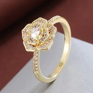 Elegant Rose Ring for Women – Sparkling Cubic Zirconia | Romantic Floral Jewelry Gift
