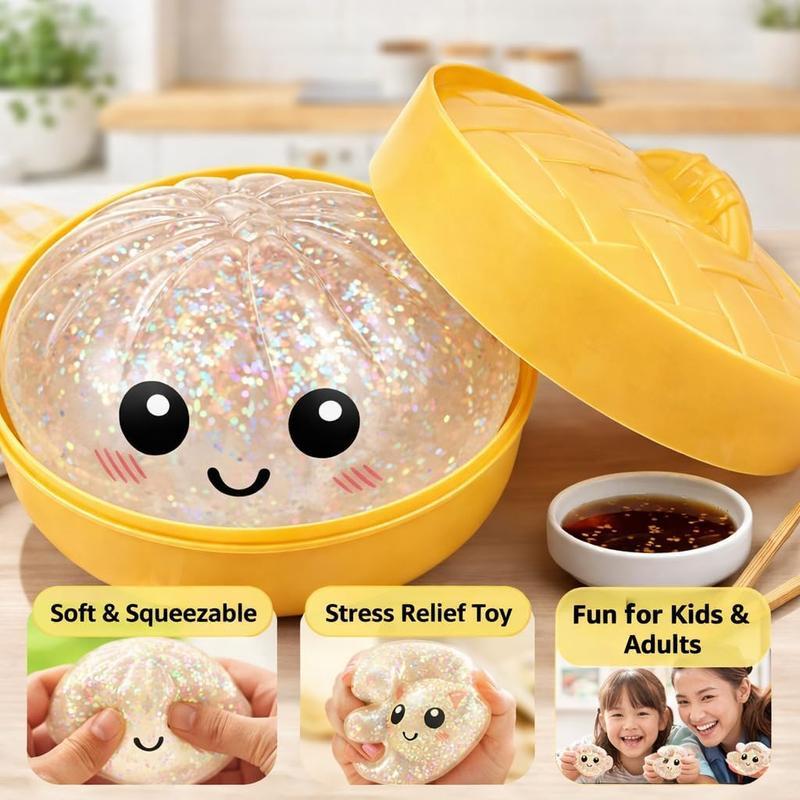 Soft and sticky dumpling stress ball, sensory in the shape of a steamed bun for stress relief, dough ball stress ball,