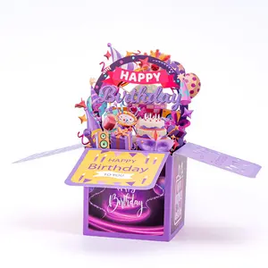 Happy Birthday 3D Pop-Up Greeting Card DIY Creative Handmade Kit, Comes with Gift Note Card, Foldable Birthday Surprise