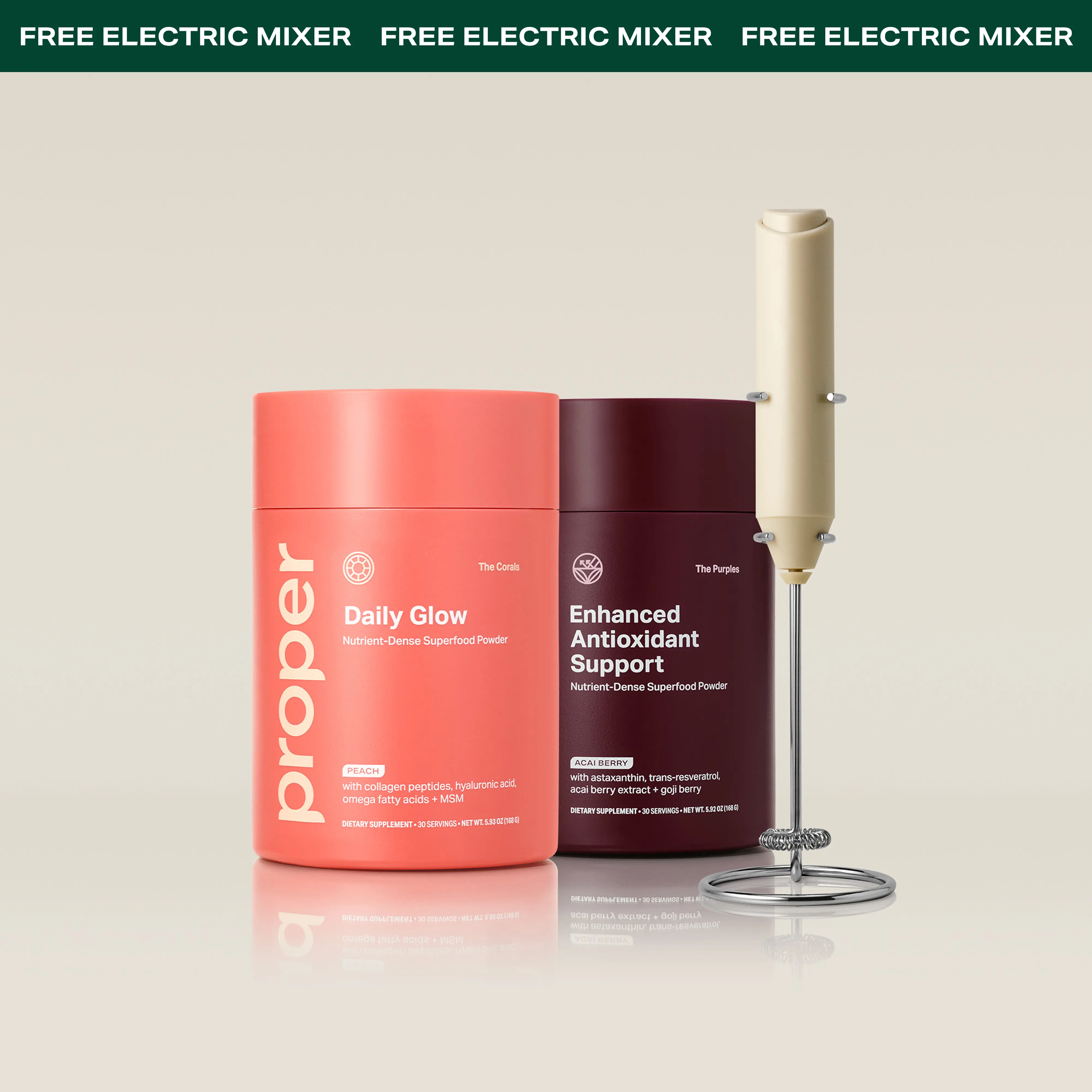 The Fall Glow-Up Superpowder Bundle for Antioxidant, Digestive & Skin Support - Acai Antioxidant Superfood Powder, Skin Glow Superfood Powder + Water Bottle